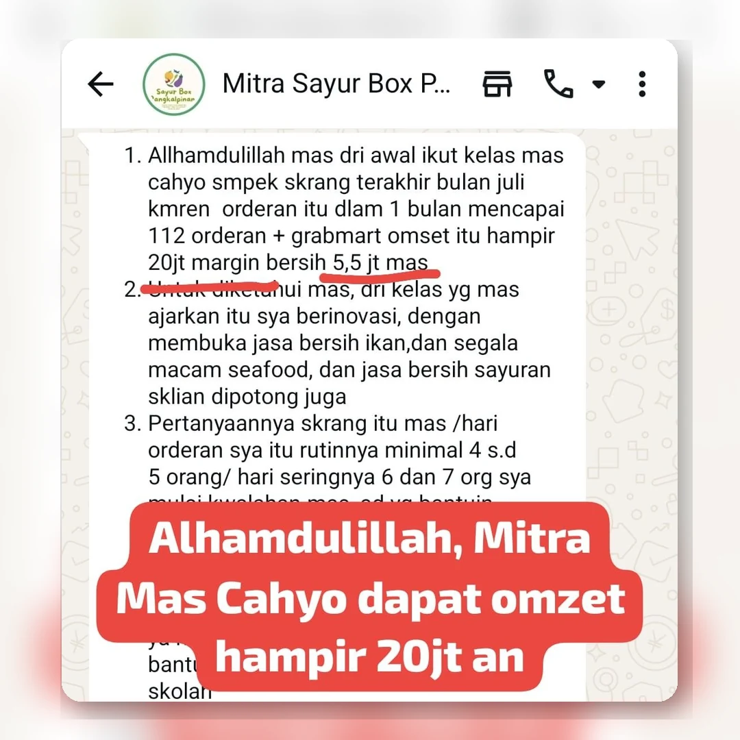 Testimoni Mitra Sayur Box Omzet Hampir 20 Juta