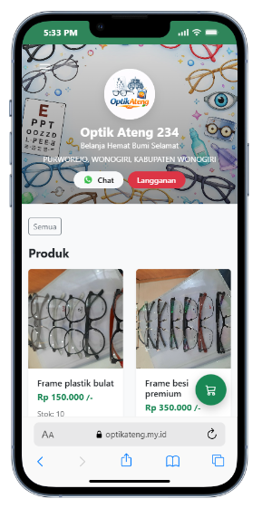 Contoh toko online Optik Ateng