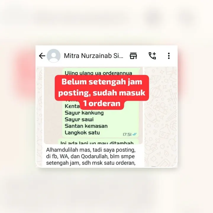 Belum setengah jam posting, sudah masuk order