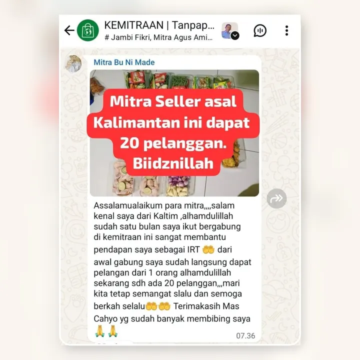 Mitra asal Kalimantan dapat 20 pelanggan